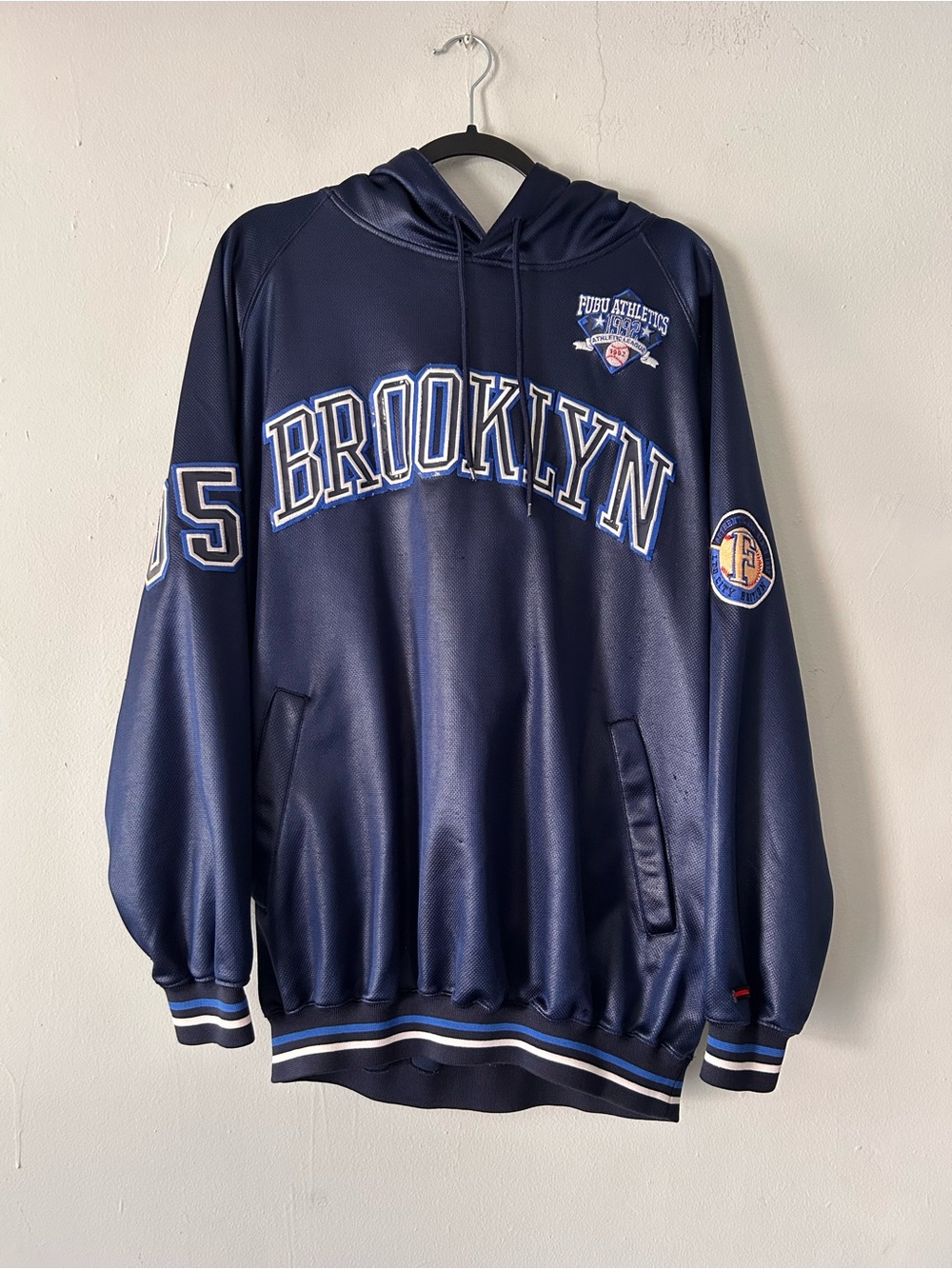 Vintage Fubu Jersey Hoodie "Brooklyn" BBoy Blue 05 Y2K